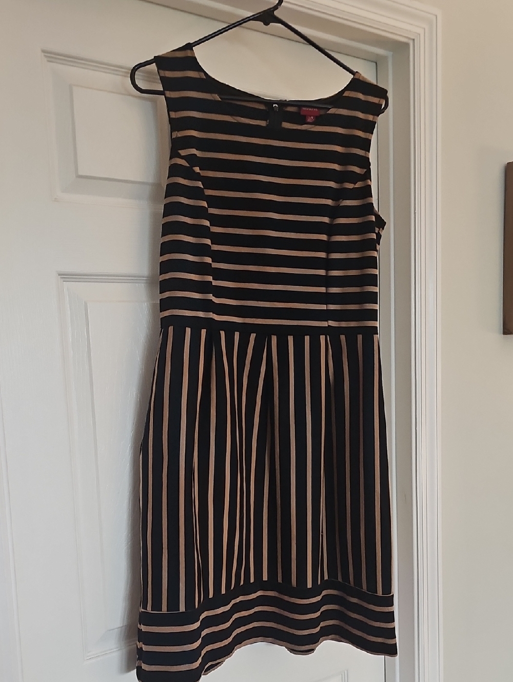 Merona Black and Tan Striped Midi Dress